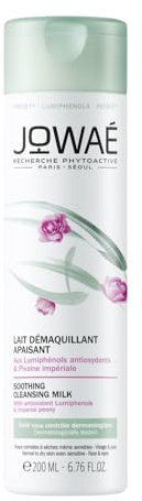 JOWAÉ Latte Struccante Lenitivo Viso e Occhi con Peonia Imperiale, per la Pelle da Normale a Secca, anche Sensibile, Formato da 200 ml