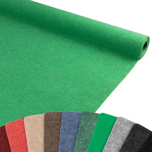 Primaflor Messeteppich Rips Malta | Grass Grün | 200x2200 cm | BFL-S1 | gerippter Eventteppich | Rips Nadelfilz für Messe, Hochzeit & Event | 2,5 mm | leicht zuschneidbar