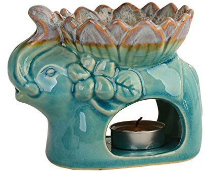 AI•X•IANG Wax Melt Burner,Essential Oil Burner,Tealight Holder Diffuser, Ceramic Tealight Candle Holder,Aromatherapy diffuser for Home Bedroom Decor Meditation Gift (Ice Cracked Glaz Elephant Shape)