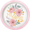 Unique Party - Platos de Papel - 23 cm - Diseño de Fiesta de Floral Rosa Pintado - Paquete de 8 (72555)