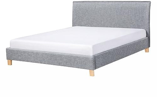 Polsterbett Leinenoptik grau Lattenrost 140 x 200 cm Sennez