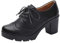 Jamron Mujer Tacón de Bloque con Cordones Brogues Derby Pumps Zapatos de Vestir Negro SN02955 EU40.5