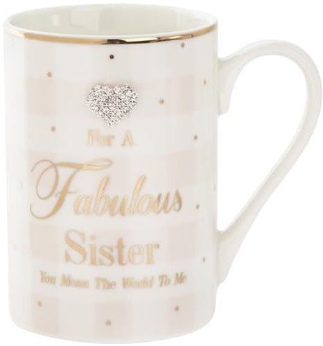 Mad Mugs,Glass Multicoloured,5010792338637 Bling Seasonal Gift Mug Fabulous Sister You Mean The World to Me with Diamante Style Heart