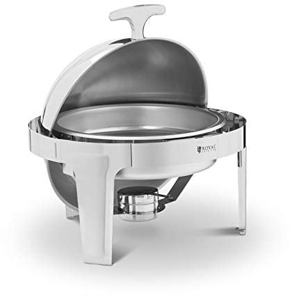 Royal Catering RCDB-6R Chafing Dish Rechaud Wärmebehälter Speisenwärmer Speisewärmer Kugelform 6 L 1 Brennstoffbehälter