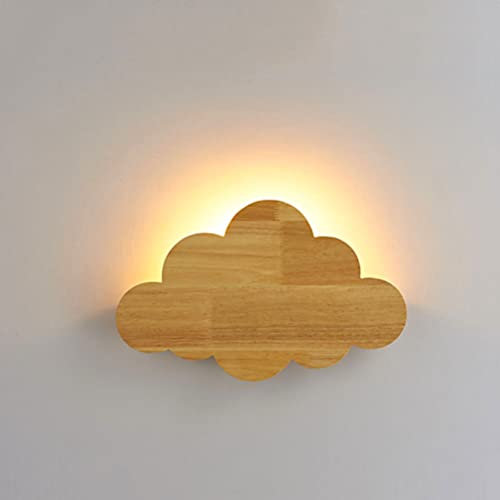 Wolke Wandleuchte Holz LED Innen Wandlampe Dimmbar 3 Farbtemperatur Holz Wolken-Form Nachtlicht für Kinder Junge Madchen Schlafzimmer Nachttischlampe Deko Wandbeleuchtung G9 Eiche Moderne Wolke Lampe