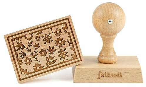 Folkroll Keksstempel Flower Power, 70x50 mm, Cookiestempel, Backstempel, Keks, Stempel, Motiv, Buchenholz, 336724