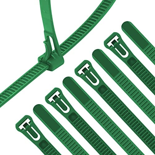 XINGO 100 Stück Wiederverwendbar Kabelbinder Grün, 300mm x 7.6mm-Premium UV-beständig und hitzebeständige Kabelbinder, Wiederlösbar & Umweltfreundlich