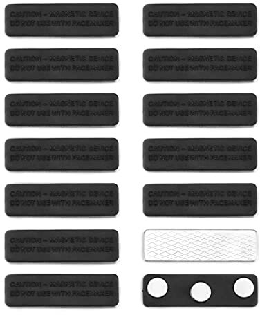 QWORK® 12 Stück Namensschilder Magnet, Selbstklebend Magnetisch Namensschild Halter mit 3-Punkt Magnet für Ausweishüllen Beschriften (45 * 13mm, Schwarz)