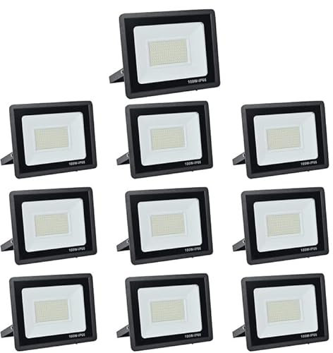 Treoir LED Strahler Außen 100W, 10000LM Superhell Scheiwerfer Flutlicht, 3500K Warmweiß IP66 Wasserfest Außenstrahler für Hinterhof, Auffahrt, Türen, Garage, Flur, Garten