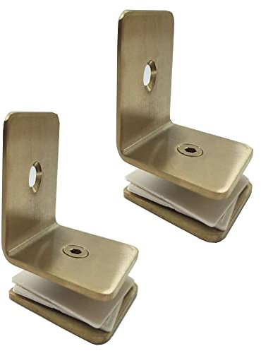 WANLIAN Shower Glass Clip, Panel Wall Clip Shower Glass Bracket (for 6~10mm Glass, Gold, 2 Pieces) (90 Degree Single Side)