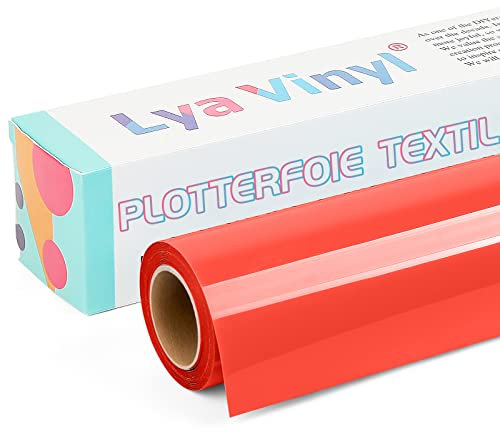 Lya Vinyl Plotterfolie Textil, 30,5 × 305cm Rot Flexfolie Plotter Textil für Cricut und Silhouette Cameo, Textilfolie Plotter für DIY Stoff und Shirt
