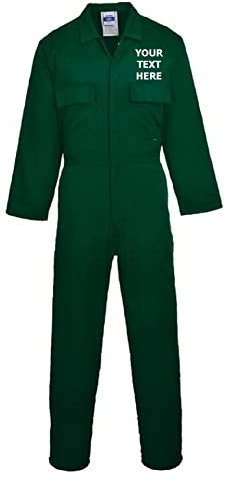 Personalised Boiler Suit Jumpsuit - Men's Navy Blue Work Overalls With Your Text Printed