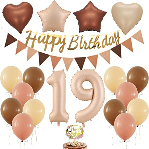 Luftballon 19. Geburtstagsdeko, Retro Ballon Geburtstagsdeko Mädchen 19 Jahr, Retro 19 Geburtstag Party Dekorationen, Zahl 19. Mädchen Junge, Ballon 19. Geburtstag