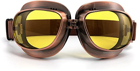 evomosa Vintage Motorradbrille, Sportbrille für Motorräder (Kupfergelbe Linse)
