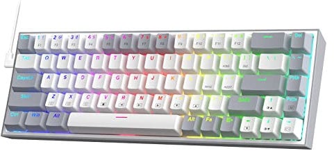 Redragon K631 Gery 65% Kabelgebundene RGB-Gaming-Tastatur, 68 Tasten, Hot-swap-fähige Kompakte Mechanische Tastatur mit 100% Hot-swap-sockel, Free-mod-Plate mit PCB, Leiser Roter Linear Switch