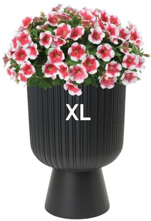 Blumenkübel Blumentopf mit Herausnehmbaren Einsatz Rund Dekorativ Größe XL: 29x43 cm (Anthrazit)
