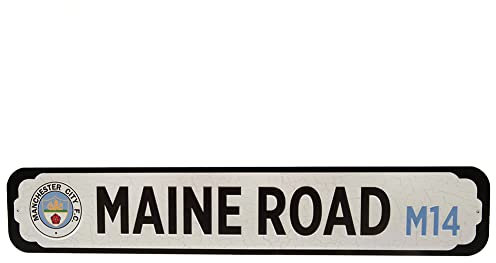 Manchester City F.C. Manchester City FC Deluxe Stadium Street Sign, White, Navy and Black, 65cm x 12cm x 0.5cm
