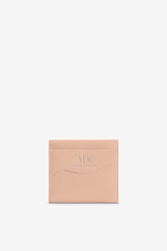 Armani Exchange Women's Essential Wave, Silver Logo Bi-Fold Wallet, Sunrise
