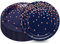 CEILWIEN Lot de 50 assiettes en carton bleu marine à pois or rose, vaisselle de fête d'anniversaire, 23 cm, bleu marine et or rose