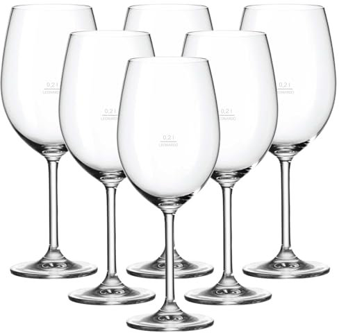 LEONARDO HOME Lot de 6 verres à vin rouge Daily Édition gastronomique - 0,2 l - Étalonnés - 460 ml - Verres normalisés pour hôtel et restauration