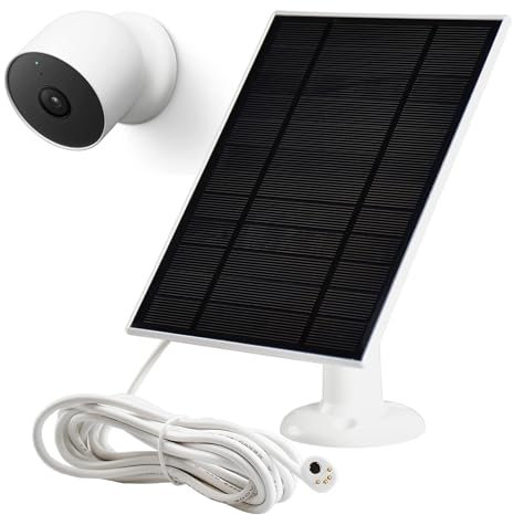 karotto Solar Panel Charger for Google Nest Cam Outdoor or Indoor, Battery-2nd Generation, 3.8W Solar Power, 10Ft Charging Cable-1PACK