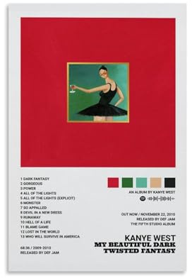 EaUso Kanye West-Poster, Mein schönes, dunkles gedrehtes Fantasy-Poster, dekoratives Gemälde, Leinwand, Wandposter und Kunstdruck, moderne Familienschlafzimmer-Dekoration, Poster, 30 x 45 cm