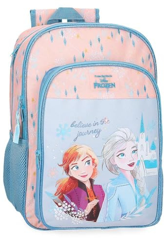 Disney Joumma Bags, Frozen Believe in the Journey, Kinderrucksack, Schulrucksack, aus Polyester, breite und verstellbare Träger, mehrere Taschen und Fächer., blau, Doppelrucksack