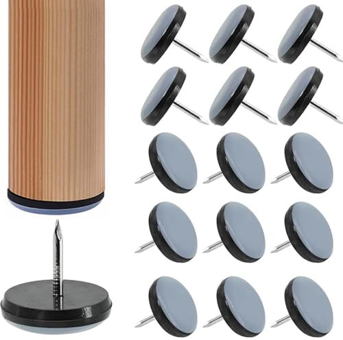 ANBOO 20 Pièces Patins Teflon Ø 30mm, Patins Chaise À Clouer pour Meubles, Patins Glisseurs Protection Pieds De Chaise, Tampons pour Protéger Les Carrelages, Sols en Bois, Chaises, Tables Et Lits