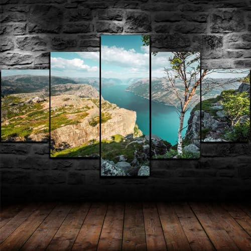 Bilder Abstrakt 5 Teilig Wandbild XXL Natur-Landschaftsmeerblick-Strand-Ozean Leinwand Bild Wandbilder Wohnzimmer Wohnung Kunstdrucke Modern Wandbilder Design Abstrakt Poster Wanddekoration 200x100cm