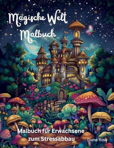 Magische Welt Malbuch - Malbuch für Erwachsene zum Stressabbau: Malbuch zum entfesseln Ihrer Fantasie mit Feen, Schlössern, magischen Häusern und vielem mehr
