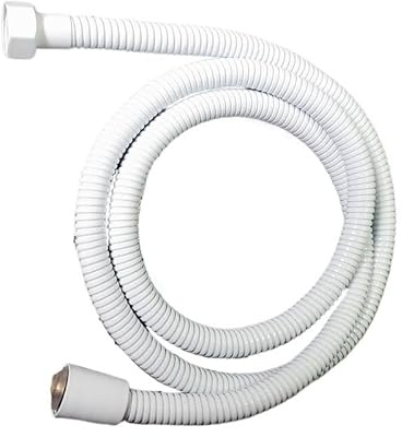 QIULKU Duschschlauch,Brauseschlauch Weiße Farbe, 1,5 m, Flexibler Duschschlauch aus Edelstahl mit Doppelverschluss und EPDM-Innenrohren(150cm)