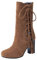 Stivali da donna alla moda in camoscio con nappa, cerniera laterale, tacco alto, stivali casual da donna, Marrone, 37.5 EU