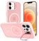 Coque Magnétique pour iPhone 12/12 Pro avec Caméra Béquille, Compatible avec MagSafe, Etui Translucide Mat Minimaliste, Housse de Protection Fine en TPU Anti-Traces de Doigts Antichoc Case, Rose