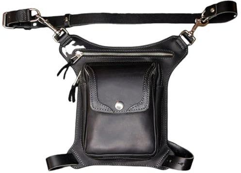 MDFCZXP Mittelalterliche Leder Drop Bein Tasche Steampunk Retro Snap Gürteltasche mit Mehreren Taschen Outdoor Sport Taille Tasche,Schwarz,20c