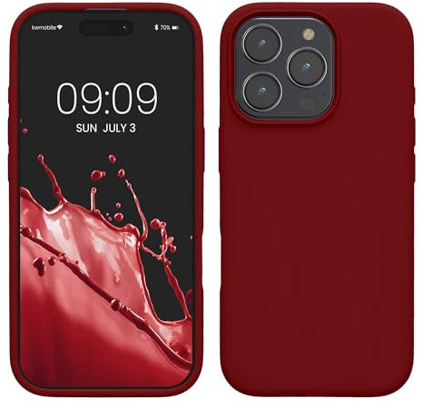 kwmobile Case Compatible with Apple iPhone 16 Pro Max Case - TPU Silicone Phone Cover with Soft Finish - Rhubarb Red