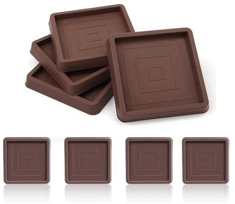 2.5x2.5 Furniture Gripper Pads, 8PCS Square Caster Furniture Coasters Anti Slide Furnitures Feet Floor Protectors for Bed Couch Stoppers Brown