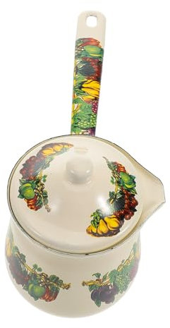ABOOFAN cafetera turca Olla de leche esmaltada Jarra de leche con asa Olla de leche para preparar café turco Jarra de leche esmaltada jarra de crema de cerámica crema con tapa esmalte