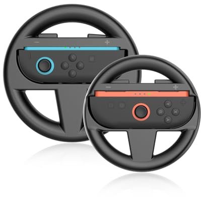 Lot de 2 volants compatibles avec console Nintendo Switch 2, volants de course pour Mario Kart 8 Deluxe [Mariokart Switch 2 - Accessoires de fixation de volant (2 noirs))