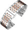 BGFFDSZ Bracelet de montre incurvé en acier inoxydable compatible avec les bracelets de montre Casio, Tissot et Seiko de 12, 13, 14, 15, 16, 17, 18, 19, 20, 21 et 22 mm.(Silver-rose gold,21mm)