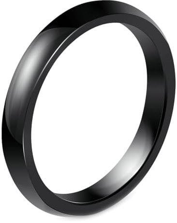 Calefee Ring Schlicht Herren Eheringe, Keramik Ringe Schwarz Verlobungsring Bandring Breit 3 mm, Größe 67