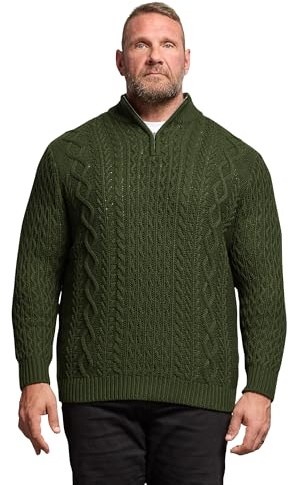 BadRhino Big & Tall Cable Knit Quarter Zip Jumper - Men's - Plus Size Curve