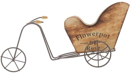 VICASKY Holz Vintage Eisen Fahrradskulptur aus für Tisch und Regal | Bonsai Pflanzgefäß, Blumentopf und Aufbewahrung, Dekorativ für Schreibtisch, Flur, Wohnzimmer