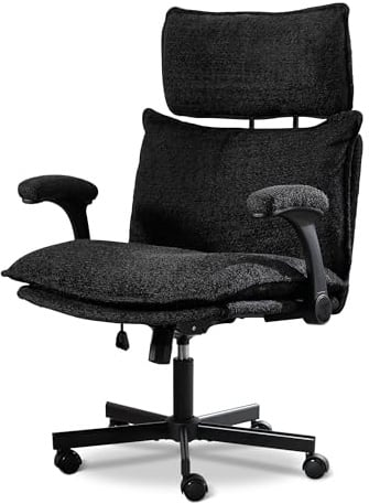 UEV Schreibtischstuhl mit Wippfunktion Schminktisch Stuhl dunkel grau | Kunstpelz Criss Cross Chair Schneidesitz Computerstuhl Gaming-Stuhl,Drehstuhl für Arbeitszimmer Schlafzimmer Büro Home Office