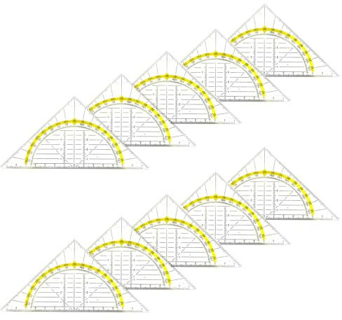 10 Stück Lineal Geodreieck Set Lineal Set Mit Geodreieck Mit Winkelmesser Messwerkzeuge Winkelmesser & Geodreiecke Kunststoff Transparent, Gelb Und Rot Erhältlich