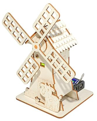 Windmühlen-Set aus Holz – Elektrische STEM-Wissenschaftsexperimente für Kinder, pädagogische Wissenschafts-Kits mit Motor und Holzteilen, Physik-Engineering-Projekt für Klassenzimmer und Zuhause