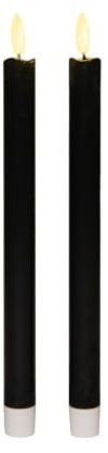 Coen Bakker LED 2er Set Stabkerzen mit Timer und 3D Flamme Batterie 2 x 2AA Farbauswahl, Farbe:Schwarz