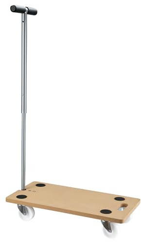 Wiltec Transportroller mit Griff 575 x 290 x 650 mm mit 200 kg Traglast je Möbelroller, Rollbrett aus Holz mit 4 Lenkrollen