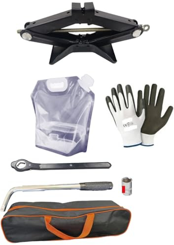 SOLLEVATORE CRIC PANTOGRAFO 2 TONNELLATE+CRICCHETTO+CHIAVE A BUSSOLA ALLUNGABILE(17MM-19MM)+BORSA KIT EMERGENZA STRADALE AUTO COMPATIBILE CON BMW 320d Eff.Dyn. Touring Business Adv. aut.