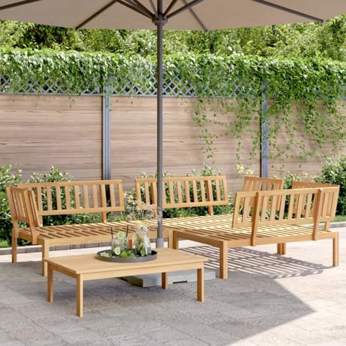 FWIKDUN Outdoor Paletten Sofa Set mit Tisch Garten Sofagarnitur aus Paletten Massivholz Akazie Garten Lounge Set Palettenmöbel Modulare Gartengarnitur Akazienholz 4-TLG.
