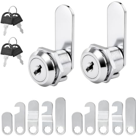2 Pcs Cabinet Locks with Key, 16mm Universal Cam Lock Set | Locker Locks for Cabinets Cupboard Doors Mailbox Drawer Furniture Letterbox Post Box, 4 Keys Included